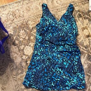 Elegant Teal and Black One-Piece Swimsuit New no tags